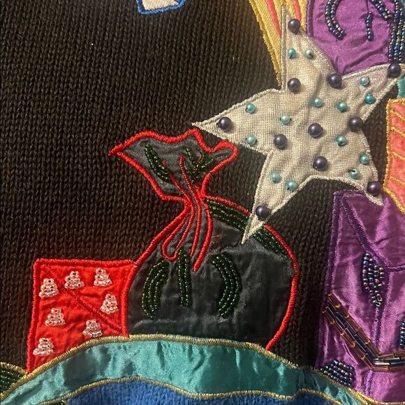 VTG 80s Xmas Christmas Sweater Shoulder Pads Holiday P2P:23” L:29.5” - Picture 14 of 14